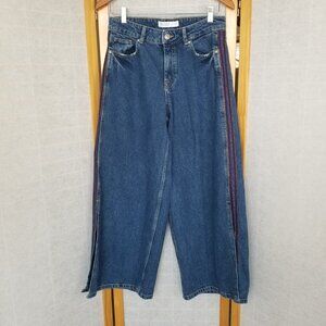 Zara Basic Z1975 Denim Wide Leg Ankle Blue Jeans Size 4